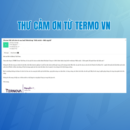 Ảnh 1. Thư cảm ơn từ Termo VN